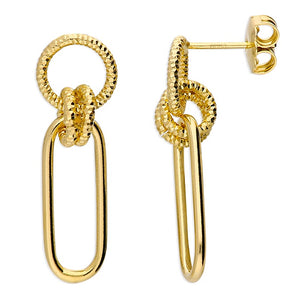 18ct Gold Paperclip Diamond Cut Drop Earrings