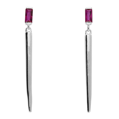 Sterling Silver Ruby Cone Drop Earrings