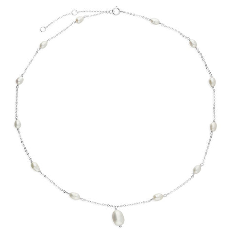 Sterling Silver Multi Pearl Necklace