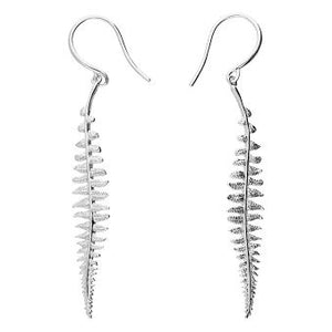 Silver Textured fern earrings