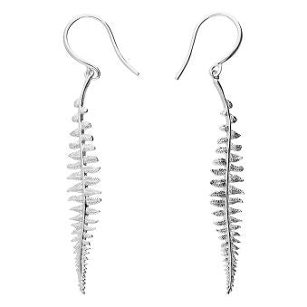 Silver Textured fern earrings