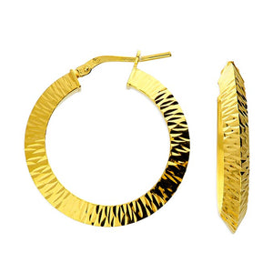 Gold Plated Diamond Cut Hinged Hoop Earrings