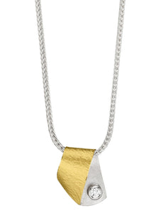 Silver & Gold Ribbon Pendant with Diamondendant