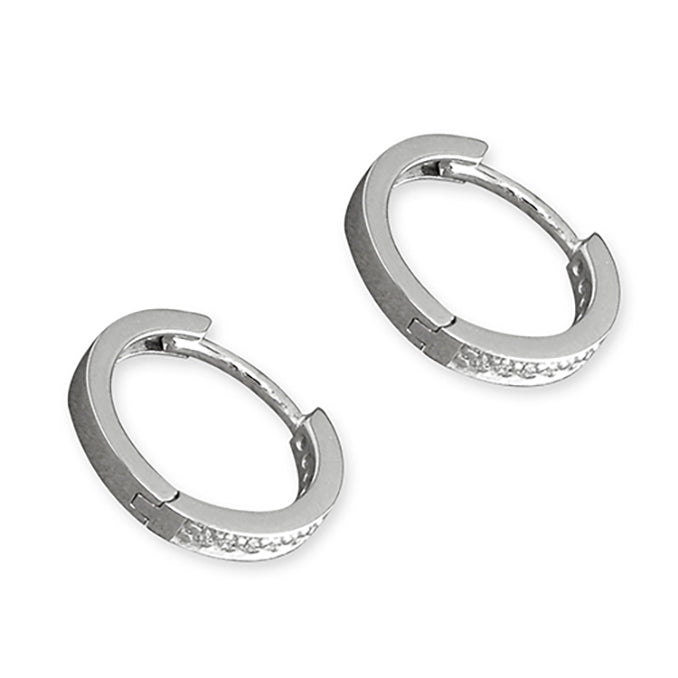 Sterling Silver Sparkle Huggie Hoops