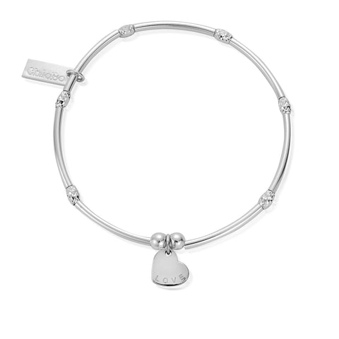 ChloBo Silver Mini Noodle Sparkle Rice Love Heart Bracelet