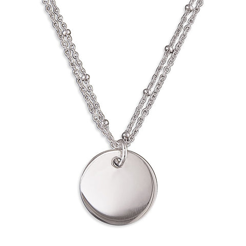 Sterling SilverDouble Station Bead Disc Necklace