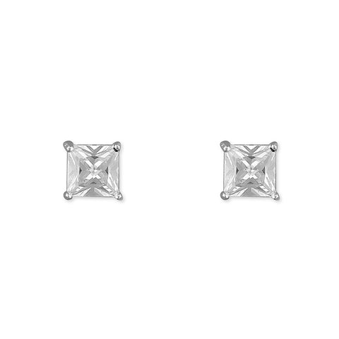 Sterling Silver Princess Cut Studs