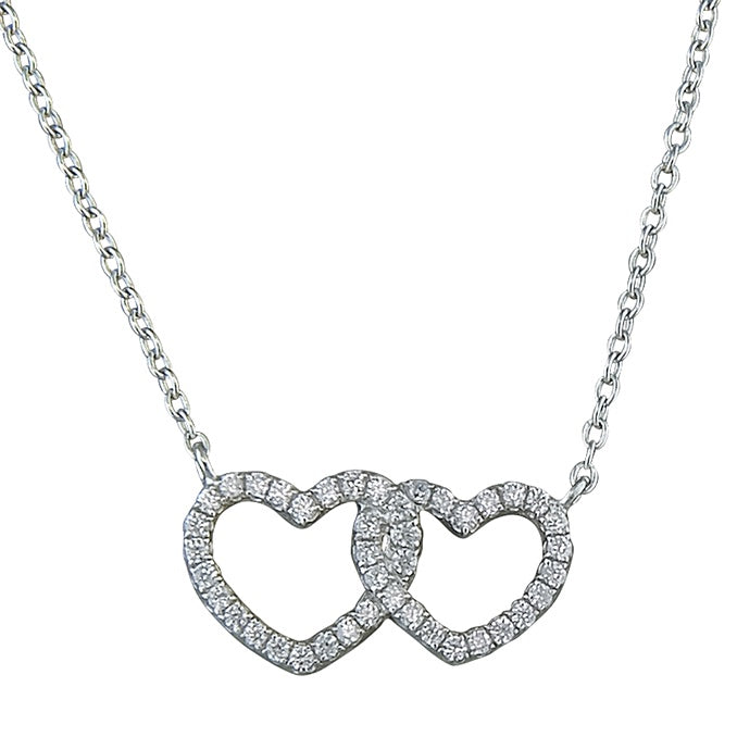 Sterling Silver Diamante Heart Interlinked Necklace