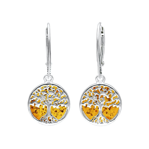 Amber & Silver Tree Earrings XSml