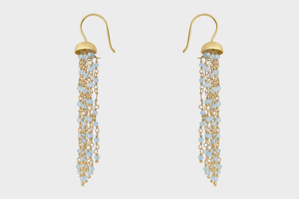 Pomegranate Apatite Tassel Gemstone Earrings