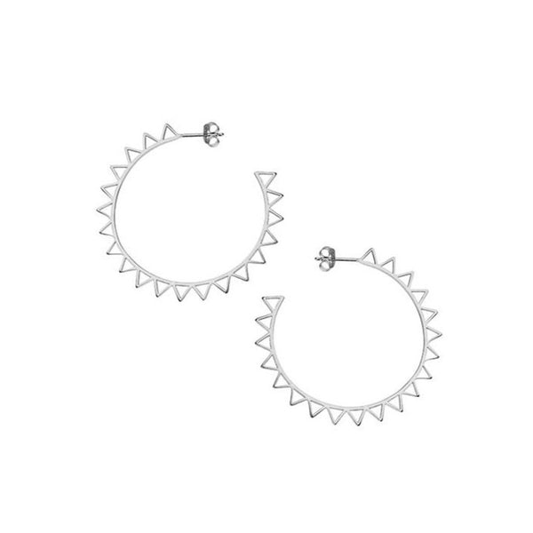 Sterling Silver Outline Sun Stud Hoop