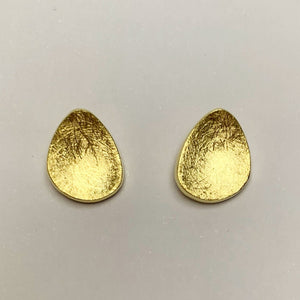 Brushed Gold Domed Organic Studs Earring