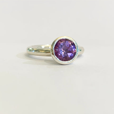 Silver 8mm Purple Amethyst Ring