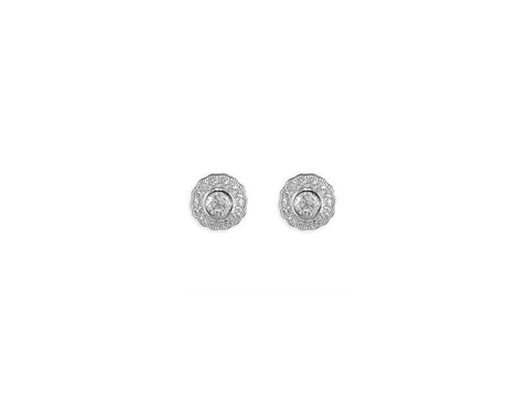 Sterling Silver Round Vintage Cluster Studs