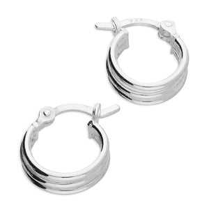 Sterling Silver Triple Row Hinged Hoops