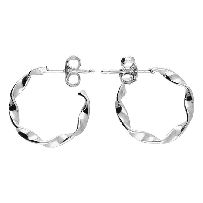 Sterling Silver Twist Hoop Earrings