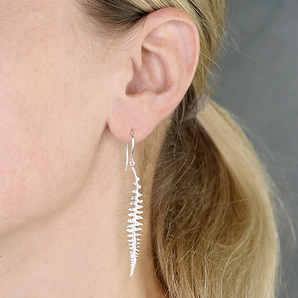 Silver Textured fern earrings