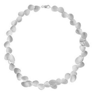 Tezer Silver Brushed Petal Necklace
