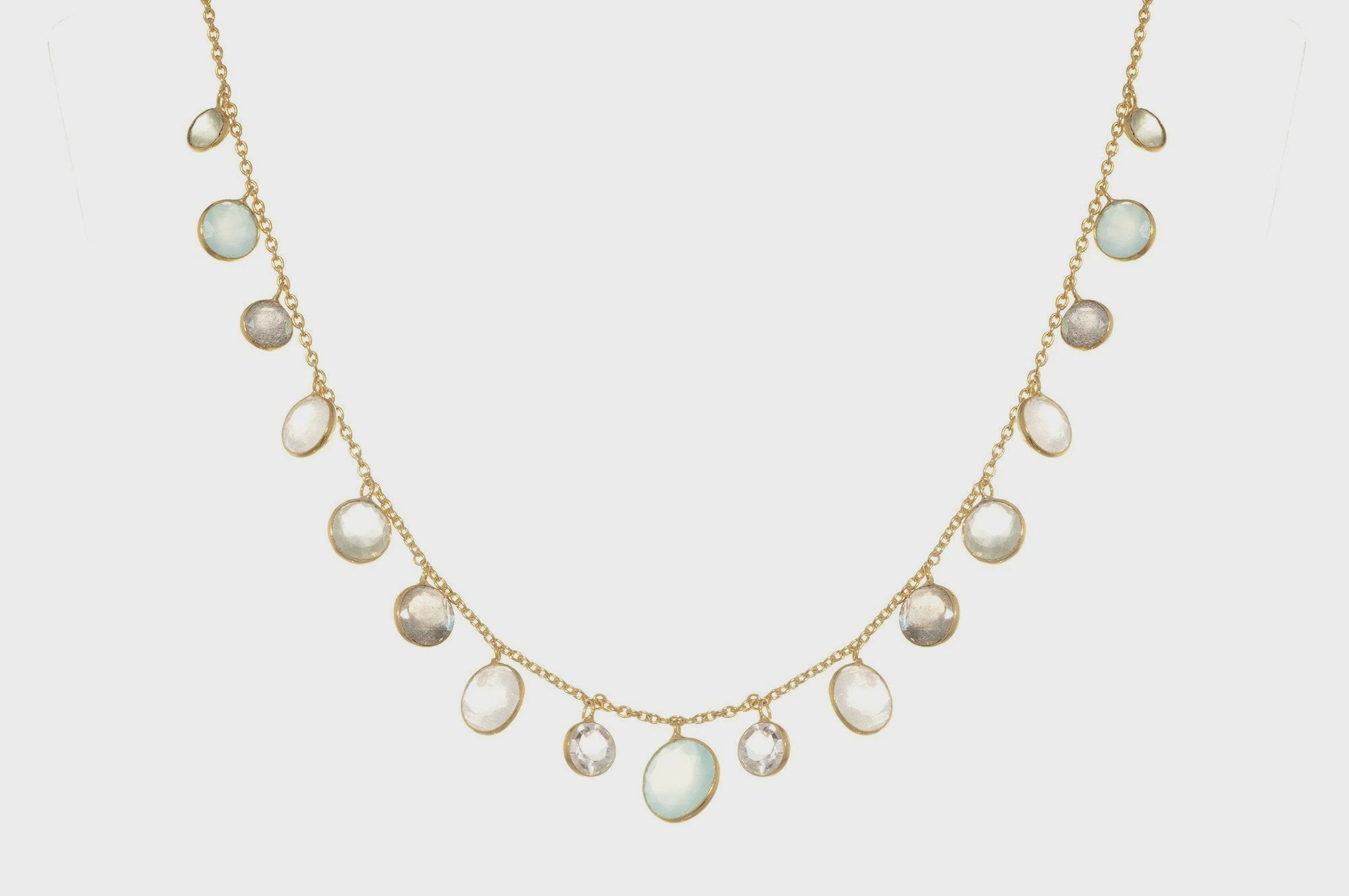 Chalcedony, Labradorite & Gemstone Charm Necklace